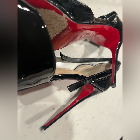 Christian Louboutin Women's Strap Slingback Sandals Peep Toe Platform Red - Picture 3 of 9